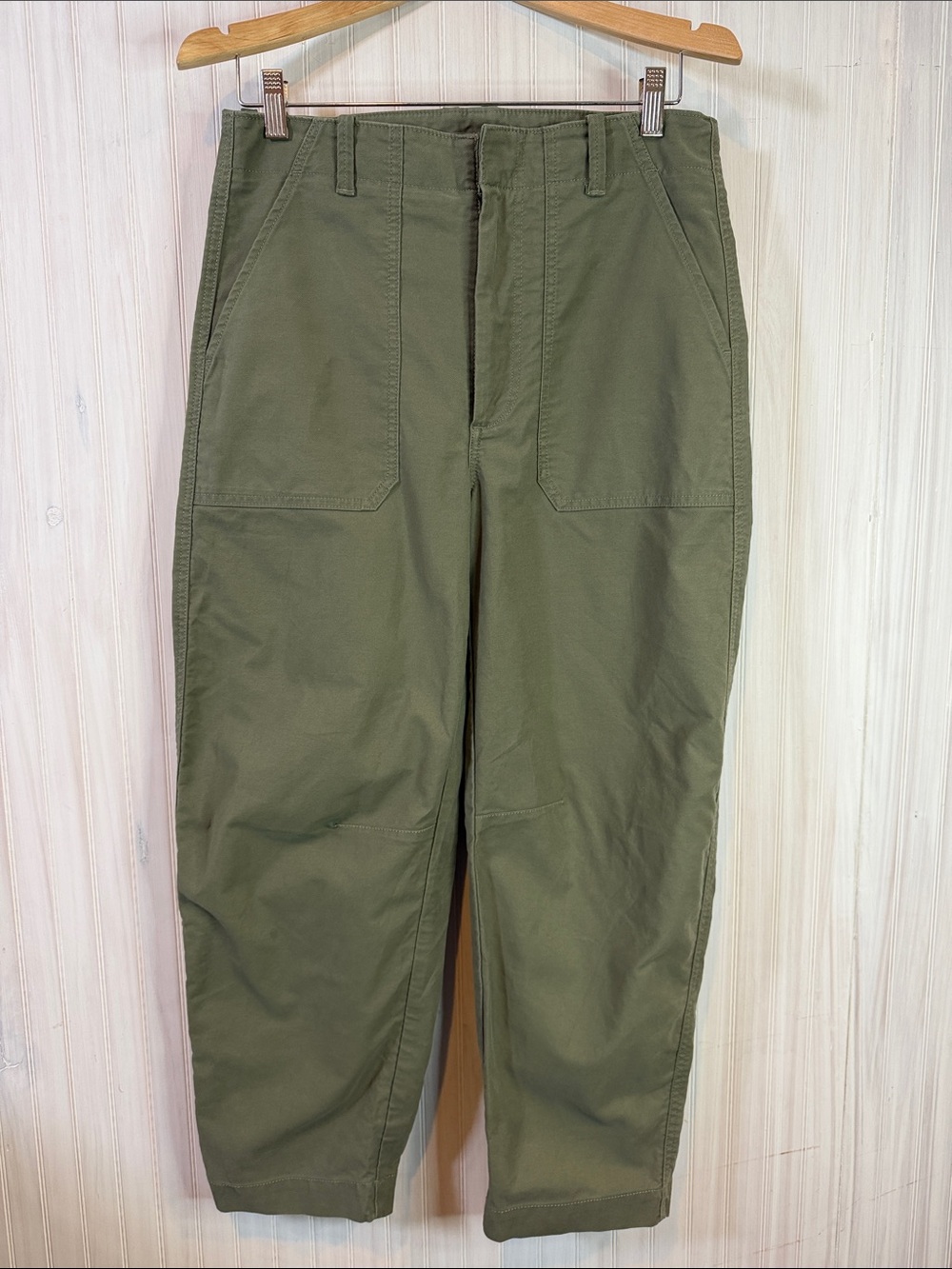 BANANA REPUBLIC UTLITY BARREL LEG PANTS OLIVE 8